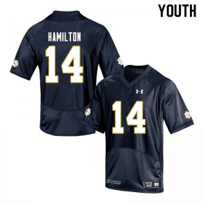 Notre Dame Fighting Irish Youth Kyle Hamilton #14 Navy Under Armour Authentic Stitched College NCAA Football Jersey LNR7799BI